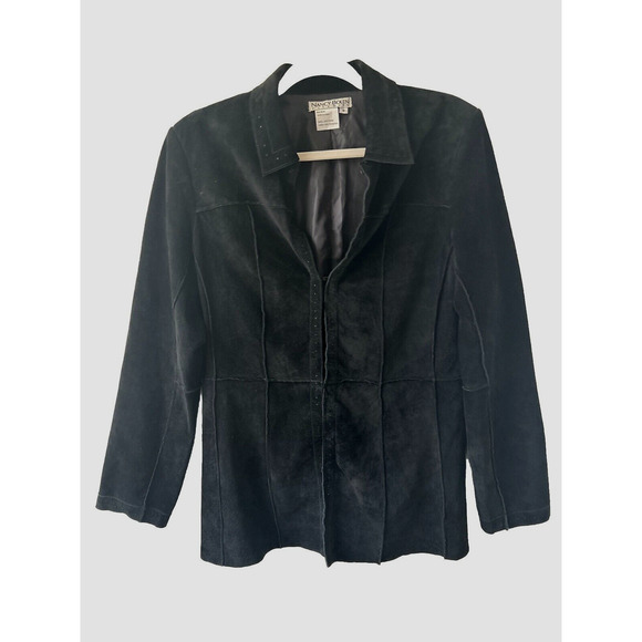 VTG Nancy Bolen City Girl Suede Jacket Sm Womens Leather Boho Black Whimisgoth - Picture 1 of 16
